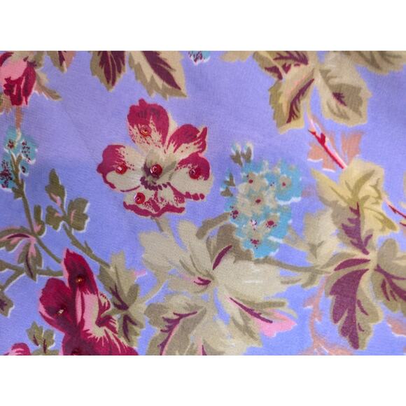 Vintage 90s Paradise NY Purple Beaded Flowy Floral Dress Size M - Picture 6 of 9